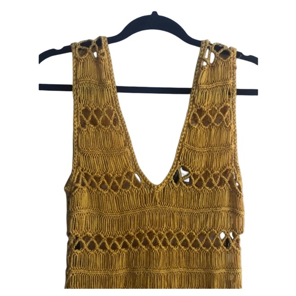 Forever 21 Tribal Cut Out Yellow Mustard Knit Top/Cover up - Picture 3 of 3